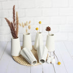 YANLING Modern White Vase for Flowers Set of 6, White Ceramic Vases for Pampas Grass Small Boho Vases for Home Decor, Minimalism Style for Modern Table Shelf 6 Inch