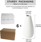 YANLING 6 Pcs White Ceramic Vases for Home Decor, 6 Inch Modern Centerpieces, Small Boho for Pampas Grass, Table Vase for Dried Flowers