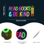 WLHOPE Read Books Be Kind Neon Sign Neon Signs for Wall Decor Dimmable Read Books Neon Lights LED Sign for Book Lovers Gifts Bedroom Bookstore Reading Room Library Study Room Decoration