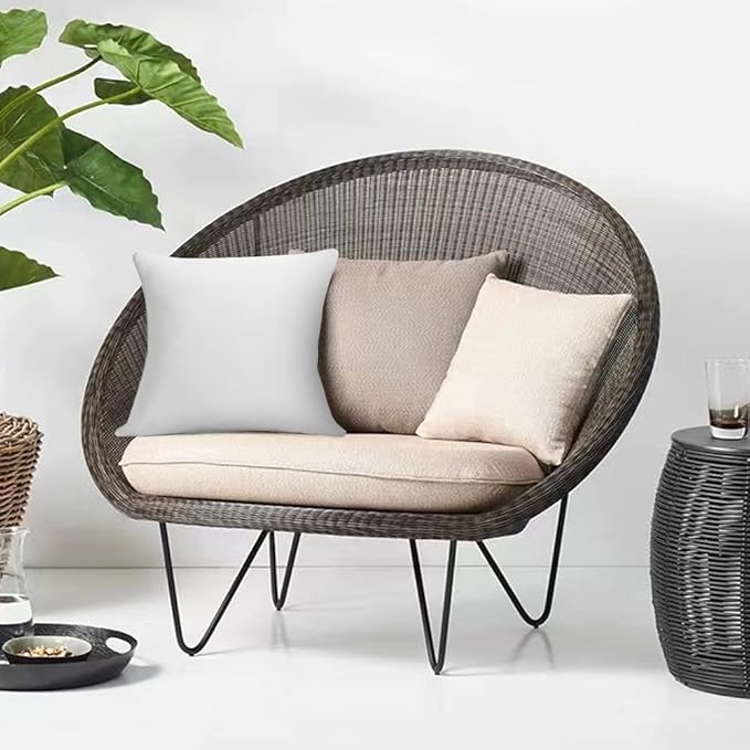 22 x 22 Outdoor Throw Pillow Inserts Set of 2 Waterproof Square Premium Decorative Couch Pillow Stuffers Form Large White Sofa Cushions Indoor