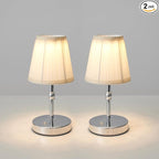 3000 mah Battery lamp,5W LED Small Touch Lamps,3 Color Temperature Dimmable Rechargeable Lamp,Cordless Lamp for Kitchen,Mini Lamps for Small Spaces (Chrome,2 Pack)