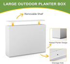 FENCY Metal Rectangular Planter Box Large Planters for Outdoor Plants, Tall Planters for Outdoor Plants with Drainage Holes, Rectangular Planters for Outdoor Plants (35.4" L x 9" W x 25.6" H,White)