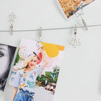 TFu Wall Hanging Photo Display, DIY Picture Photo Frame String with 12 Clips for Hanging Photos Notes and Artworks (Moon & Star)