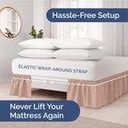 Wrap Around Dust Ruffle Bed Skirt - Mauve - Twin/Twin XL Size Beds w/ 12 Inch Drop - Easy Fit Elastic Strap - Adjustable Pleated Bedskirt w/Brushed Fabric - Wrinkle Free - Women, Men, Kids & Teens