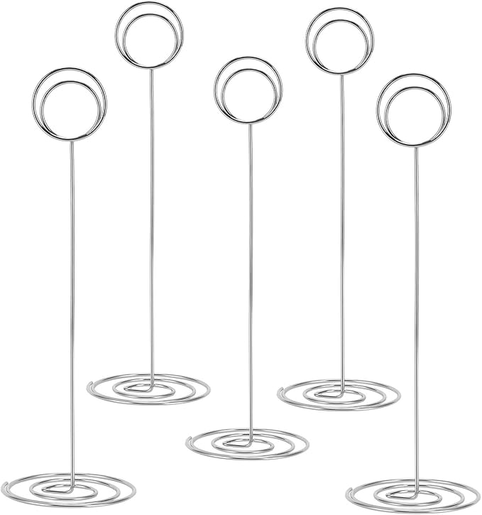 MANGZ 15 Pack 8.75 Inch Tall Table Number Holder, Place Card Holder, Wire Photo Holder Clip Perfect for Weddings, Banquets