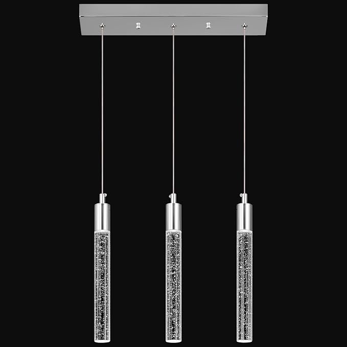 Kitchen Island Lighting Modern Light Fixture Kitchen Island Pendant Light Dimmable LED Chrome Mini Pendant Lighting Dinning Room Living Room Chrome Pendant Lights（3-Light）