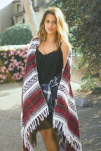 Del Mex Classic Mexican Blanket, Large Authentic Woven Falsa Throw (70"x50"), Artisan Southwest Décor for Beach, Yoga, Outdoors (Burgundy)