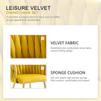 Nrizc Woven Dining Chairs Set of 6, Velvet Upholstered Dining Chairs with Gold Metal Legs, Modern Accent Chairs for Living Room, Dining Room, Kitchen (Yellow)