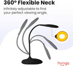 hooga Desk Lamp, Blue Light Blocking, 3 Modes: Amber 1600K, Red, Full-Spectrum 4000K, Dimmable, Rechargeable, Eye Strain Relief, Circadian Friendly