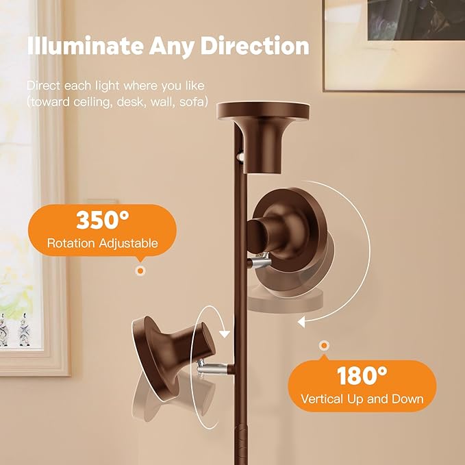 36W LED Tree Floor Lamp, Modern Dimmable Standing Lamp with Remote & Touch Control, 4 Color Temperatures, 3 Rotatable LED Light Floor Lamps for Living Room, Bedroom, Office