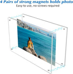 4 Pack Magnetic Picture Frames for Refrigerator 4x6, Acrylic Fridge Magnet Frame, Stylish Clear Framless Photo Frame for Home, Office, School Locker Display