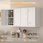 Wall Cabinet,Metal Storage Cabinet with 2 Doors,Locking Wall Cabinets for Office,Home,White