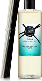 LOVSPA Clean Cotton Blossom Diffuser Oil - Essential Oils for Diffuser Refill & Air Freshener Room Spray - Long-Lasting & Natural Home Fragrance, Scented Oil for Diffusers, USA Made, 8 oz