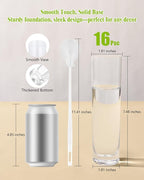 Glass Cylinder Vases for Centerpieces – Set of 16 Handmade Clear Flower Vase 7.48" Tall,Wedding Table Decor for Single Rose Bud Vases,Small Vases Home Decor,Floreros,1 Brush