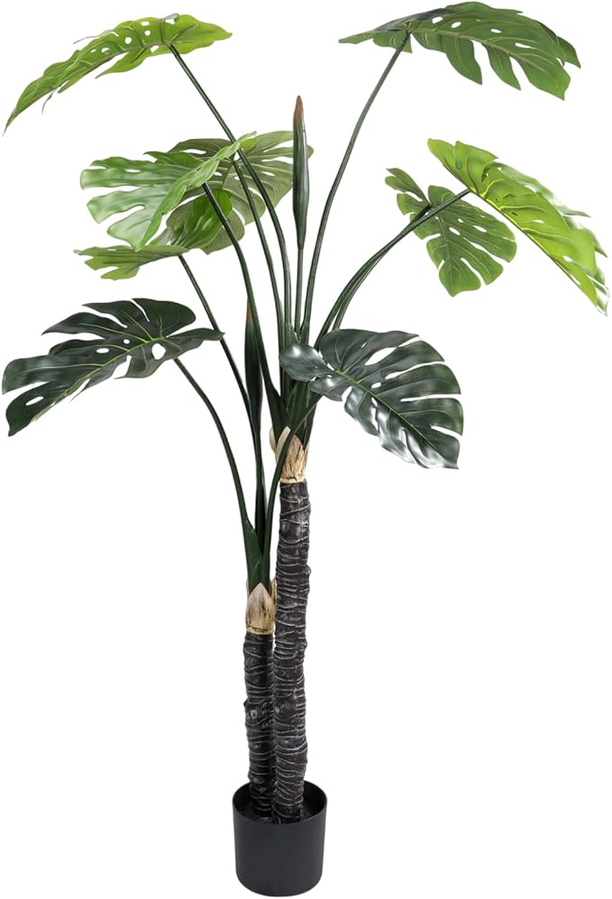 59in Artificial Monstera Deliciosa Trees with Pot, 4.9 Feet Fake Trees for Indoor Outdoor Home, Office Decor