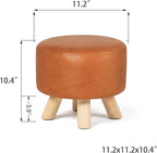 Asense Small Round Ottoman Foot Rest Stool Fabric Padded Seat Footstool Ottoman with Wooden Legs (Dark Orange,Fabric)
