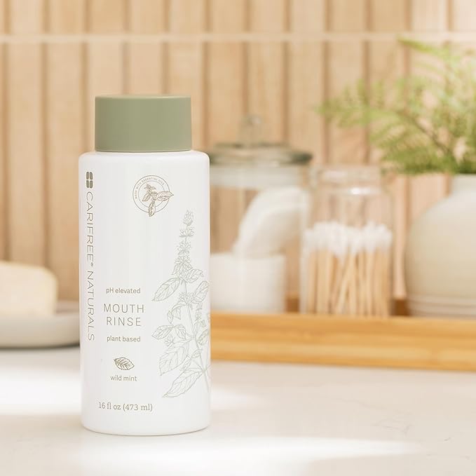 CariFree Naturals Mouth Rinse | pH Elevated, Fluoride-Free, with Magnolia Bark & Essential Oils, Organic Ingredients, Alcohol-Free, Dentist Recommended,Dentist Developed Wild Mint, 16 fl oz, Pack of 4