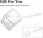 Set of 6 Square Glass Vases 4 x 4 Inch, Clear Cube Flower Vases with Sponge Brush, Candle Holders, Decorative Centerpieces for Home, Events or Weddings