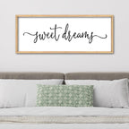 Sweet Dreams Above Bed Wall Decor Sign 40"x15" for Master Bedroom Over Bed Guest Room Wood Framed Wall Art (Wood)