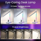 WILIT Desk Lamp for College Dorm Room,Sound Reactive RGB Lamp, Gamer Room Decor, Table Lamp with Wireless Charger&USB Charging Port,Touch Control Lamp,LED Reading Lamp for Home Office,Men Gifts