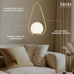 𝗠𝗢𝗗 𝗟𝗜𝗚𝗛𝗧𝗜𝗡𝗚 Jewels & Pearls | Modern Gold Pendant Light Fixtures, Hanging Globe Pendant Lights for Kitchen Island Lighting, Dimmable LED Bulb Included, 1 Pack (Gold | Warm White | Droplet)