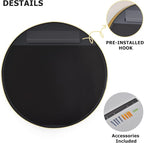 30 Inch Round Bathroom Mirror - Wall Mounted Circle Mirror with Metal Frame, Modern Mirror Suitable for Bathroom, Vanity, Entryway, Living Room, Wall Decor,Gold