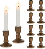Wooden Taper Candle Holders: Wood Candlestick Holders Rustic Brown Farmhouse Fall Decor for Living Room Dinning Table Centerpiece Christmas Set of 10