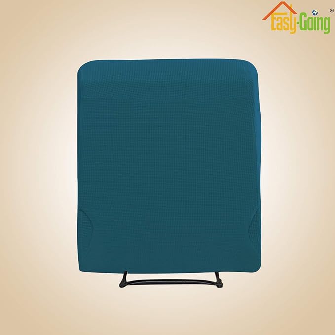 Easy-Going Recliner Stretch Sofa Slipcover Sofa Cover 4-Pieces Furniture Protector Couch Soft with Elastic Bottom Spandex Jacquard Fabric Small Checks(Recliner,Peacock Blue,Large)