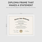 Homeforia 8.5 x 11 Diploma Frame White Wood, High End Oak 8.5x11 Certificate Frames, 11x8.5 Document Frames for Wall or Tabletop, 8.5 by 11 Award White Wooden Frame, Tempered Glass, Wall Kit, Set of 1