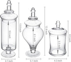 MyGift Clear Glass Apothecary Jars with Lid, Decorative Footed Vase, Candy Buffet Containers Set of 3