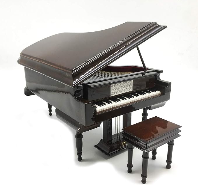 Piano Music Box with Bench and Black Case Musical Boxes Gift for Christmas/Birthday/Valentine's Day, Melody Spirited Away