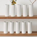 Modern White Ceramic Vase Set of 10 for Living Room Bedroom 7.08'' Minimalist Fresh Small Flower Vases for Bouquet Fake Plant Home Decor Office Fireplace Centerpieces Nordic Style 10 Pack