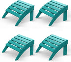 GREENVINES Adirondack-Ottoman | Set of 4 | HDPE Plastic | Outdoor Footrest | All Weather | Foot Rest | Foot Stool | Aqua | for Adirondack Chair | for Patio Backyard Pool