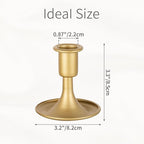 Gold Taper Candle Holder Vintage: Small Candle Sticks Holder Decor Brass Candlestick Holders for Home Dinning Table Wedding Centerpiece Holiday Party Chrismas Mantel Set of 2