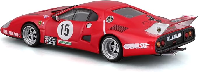 1:43 B18-36308 F-errari LaFerrari Racing 512 BB (II Serie) 1981, Red #15 Alloy Car Die Cast Car Model (512 BB 1981, #15)
