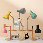 Table Lamp,Wooden Adjustable Tri-Color Desk & Bedside Lamp for Office, Living Room, Bedroom & Kids Room (Pink)
