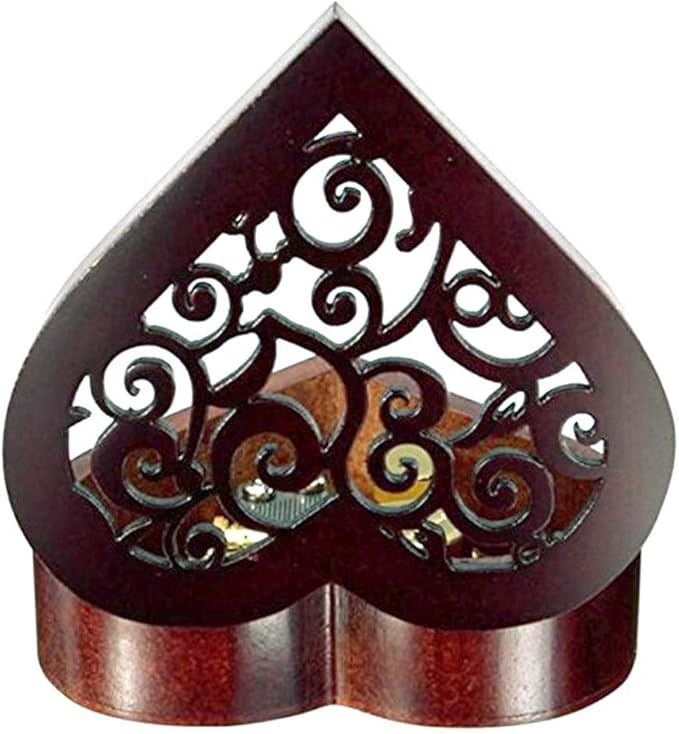 Pursuestar Beauty and The Beast Music Box, Heart Shaped Vintage Wood Mechanism Wind Up Musical Box Gift for Birthday Valentine