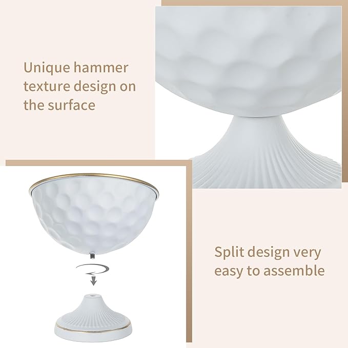 Sziqiqi Urn Vases for Wedding Centrepiece: 6.1in White Metal Urn Vases Set of 10 Bulk Compote Vase for Wedding Decorations - Flower Arrangements Table Vase Plant Bowl for Wedding Party Event