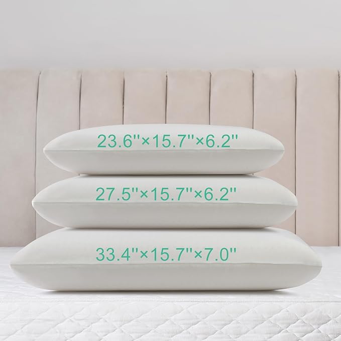 Latex Pillow, 100% Talalay Natural Latex Pillow, Soft Sleeping Bed Pillows with Cotton Cover, Standard Size, Perfect for side/back pain, stomach, neck, stress relief