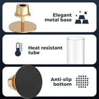 21 Pack 23.6 & 21.7 & 19.7 in Tall Gold Hurricane Candlesticks Holder with Glass Cylinder Cover - Candle Holders for Table Centerpiece (Gold)