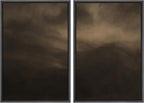 SIGNFORD Framed Canvas Print Wall Art Set Moody Misty Landscape Soft Brown and Gray Hues Illustration Modern Art Decorative Nordic Nature for Living Room, Bedroom, Office - 24"x36"x2 Black
