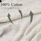 Simple&Opulence 100% Cotton Throw Blanket for Bed, Couch, Boho Luxury Geometric Knit Woven Blanket with Tassels Soft Lightweight Cozy Breathable, Vintage Farmhouse Decoration for All-Season(White)