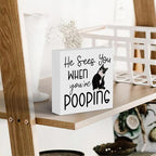 Funny Bathroom Decor Are You Pooping Cat Sign Funny Bathroom Toilet Table Decoration Funny Cat Gifts Bathroom Wall Decor Cat Gifts for Women Gifts for Cat Lovers, Bathroom Wooden Box Sign Decor