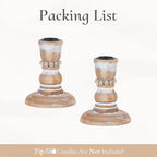 Wooden Taper Candle Holders: Rustic Wood Candlestick Holders Farmhouse Fall Decor for Living Room Dinning Table Centerpiece Christmas Set of 2