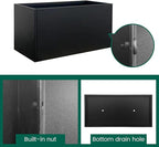 Galvanized Steel Metal Planter Rectangular Indoor Black Planter Box Large Outdoor Planters Steel 31.5" x 16" x 16" Commercial Residential for Patio, Deck, Garden