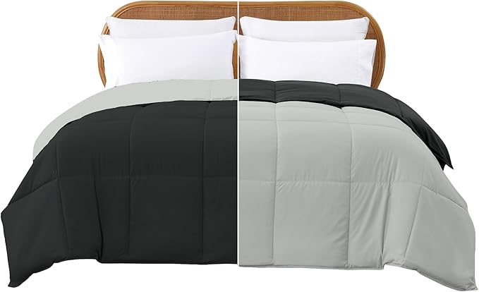 Modern Threads Down Alternative Reversible Comforter Black/Silver Queen