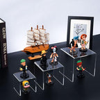 HIIMIEI Clear Acrylic Display Risers 2 Sets, 3-Tier Risers Stands Showcase for Amiibo Funko Pop Figures, Dessert, Jewelry-3"x4"x5"