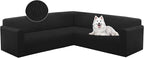 HDCAXKJ Sectional Couch Cover L Shape Stretch Sofa Covers Washable Jacquard Corner Couch Slipcover Non Slip Sectional Slip Cover U Shaped Furniture Protector for Pets Dogs (Black, Small)