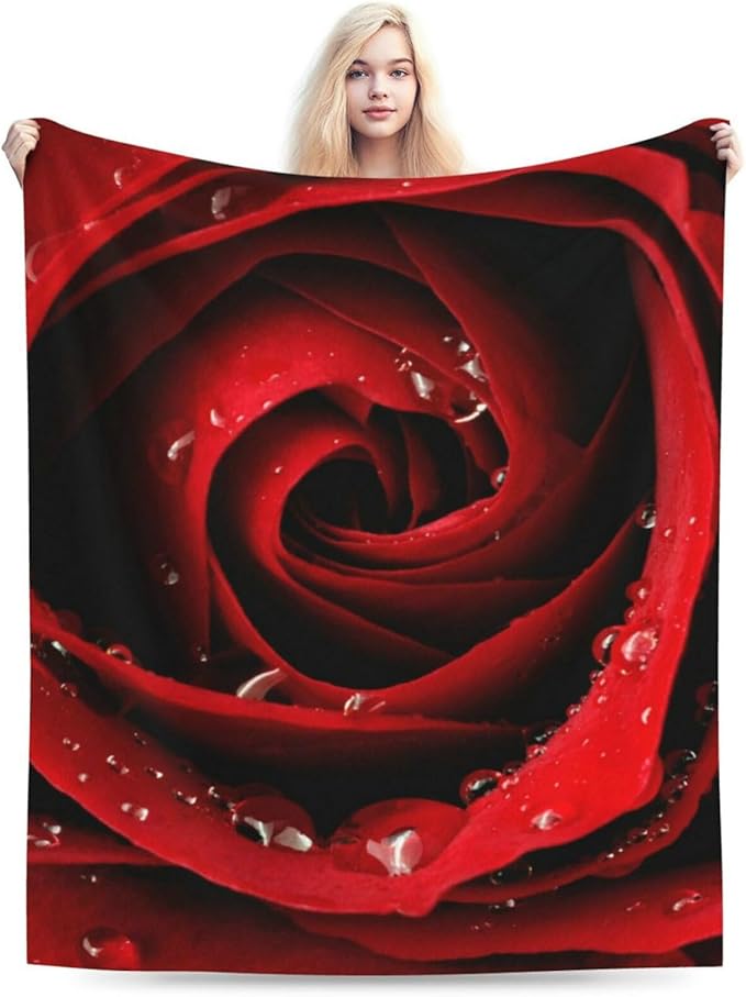 HGOD DESIGNS Red Rose Throw Blanket Ultra Soft Warm All Season Rose Decorative Fleece Blankets for Bed Chair Car Sofa Couch Bedroom 50"X60"