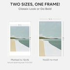 Homeforia 14x22 Picture Frame White, High End Oak 14x22 White Wood Frame with Mat 12x16 Photo, 14 x 22 Wooden Poster Frames Matted to 12 by 16, 22x14 Hanging Frames, Tempered Glass, Wall Kit, Set of 1